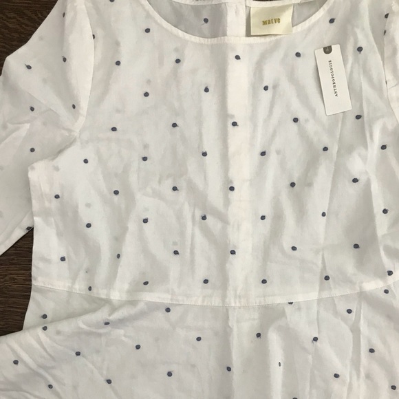 Anthropologie Maeve Size 12 Polka Dot Peplum Top 100% Cotton - Picture 2 of 6
